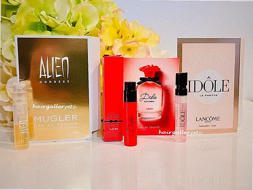 3 Women Perfume Sampler Vial Spray Lancome Idole Mugler Alien Dolce Gabbana Rose